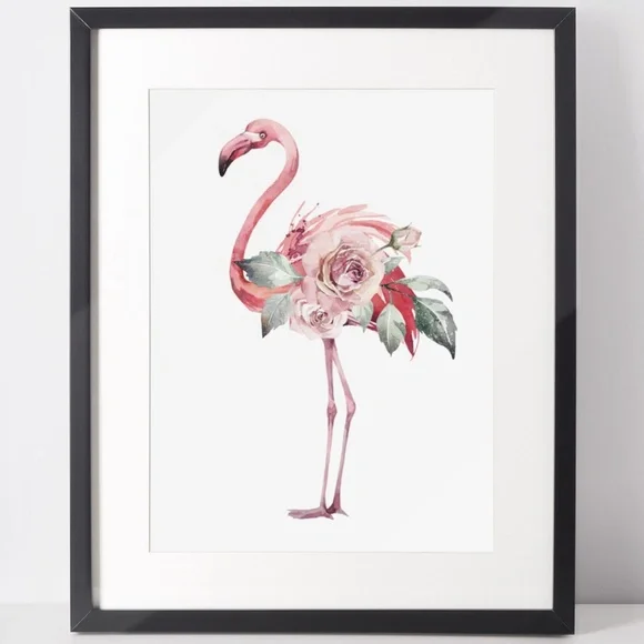 Watercolor Tropical Flamingo Wall Art Poster Print UNFRAMED - Picture 3 of 17